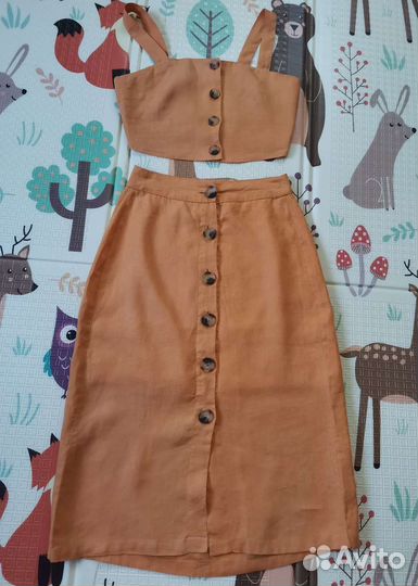 Комплект льняной юбка с топом