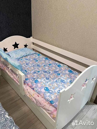 Кроватка детская сингл берёза высокий борт