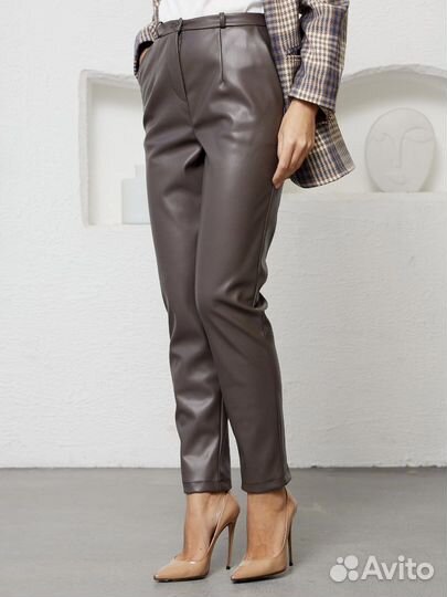 Кожаные брюки женские 42