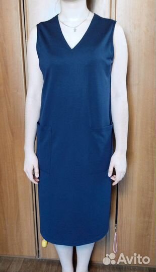 Трикотажный синий сарафан