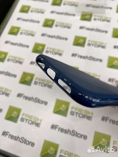 Чехол синий с 3д узором-решеткой для iPhone X/Xs