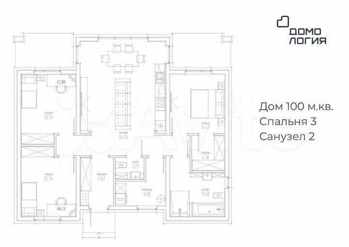 Дом 100 м² на участке 6 сот.
