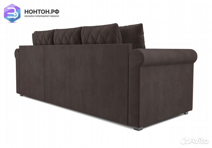 Угловой диван дельфин Берлин микровелюр коричневый
