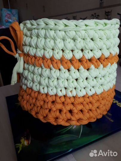 Корзинка из трикотажной пряжи