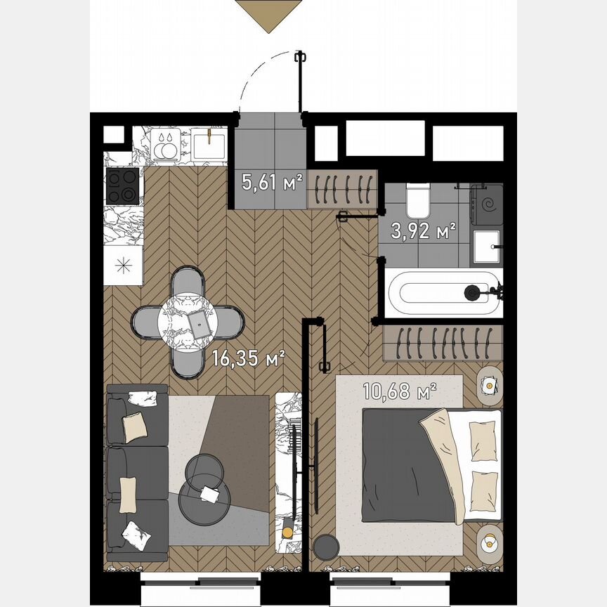 1-к. апартаменты, 37 м², 18/23 эт.