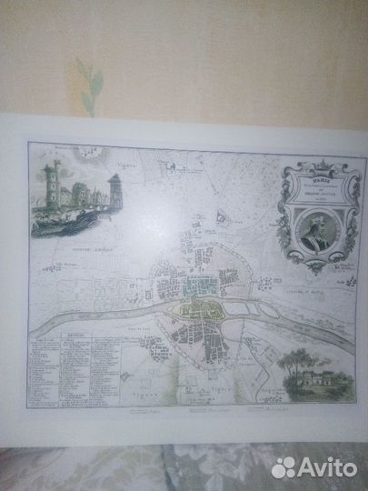 Репродукции с картами и видами Парижа