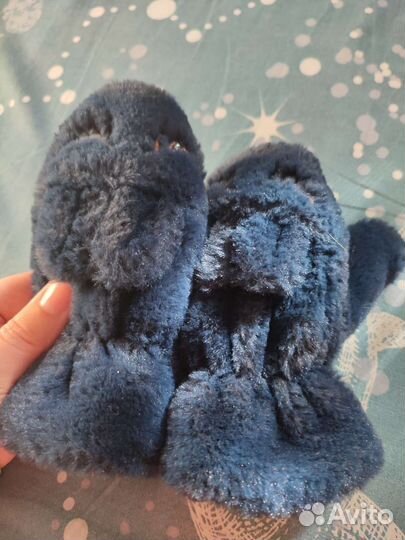 Мягкие варежки с ушками 1-2 года