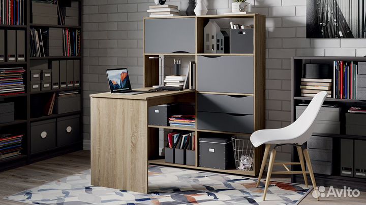 Стол письменный тип 7 Дуб Сонома, Графит