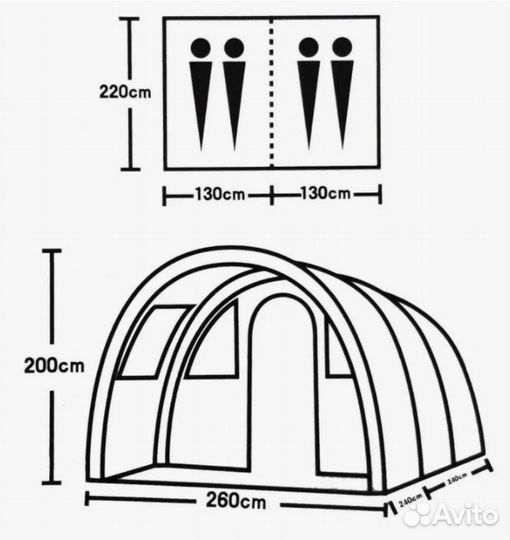 Палатка 4-х местная двухкомнатная, 1801