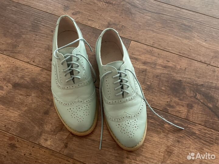 Ботинки мятного цвета кожа весенние летние