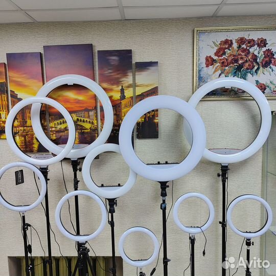 Кольцевые лампы 26-56см Штатив в подарок