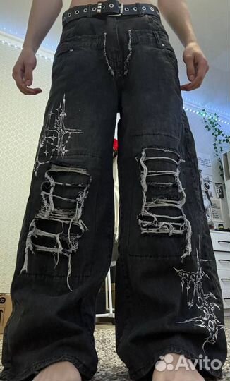 Рваные кастом Джинсы y2k