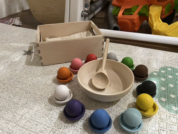 Сортер монтессори шарики с тарелочками