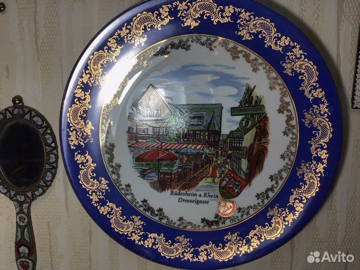 Тарелка золото 24 карата винтаж