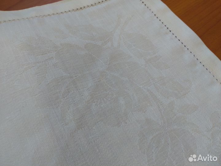 Льняные жакардовые салфетки с мережкой, новые 5 шт
