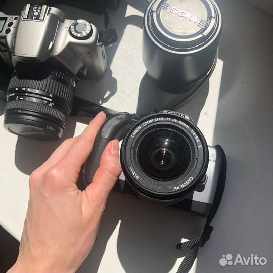 Пленочный фотоаппарат, объективы и сумка