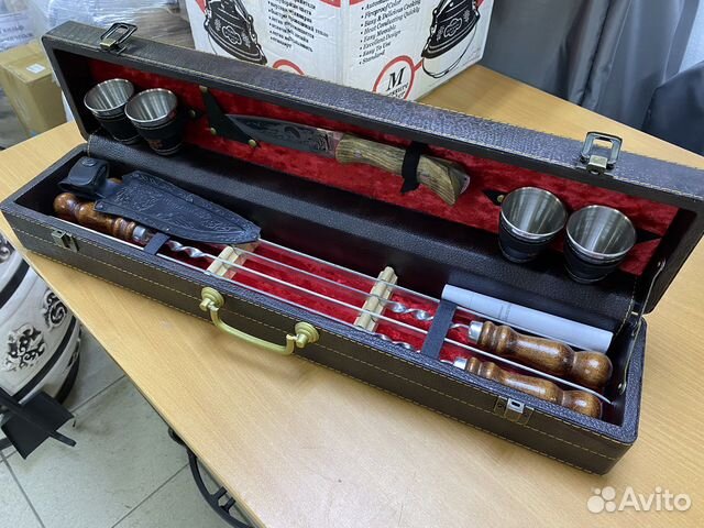 Набор шампуров подарочный в кейсе кожзам