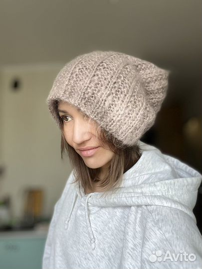 Шапка новая вязаная крупная вязка пушистая