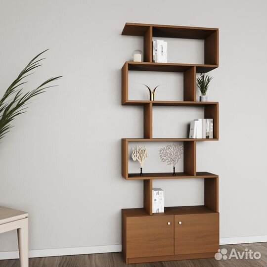 Стеллаж Слим-200al орех экко деревянный полки