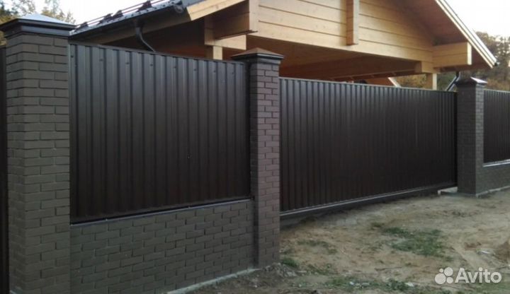 Забор из профнастила,ворота качественно