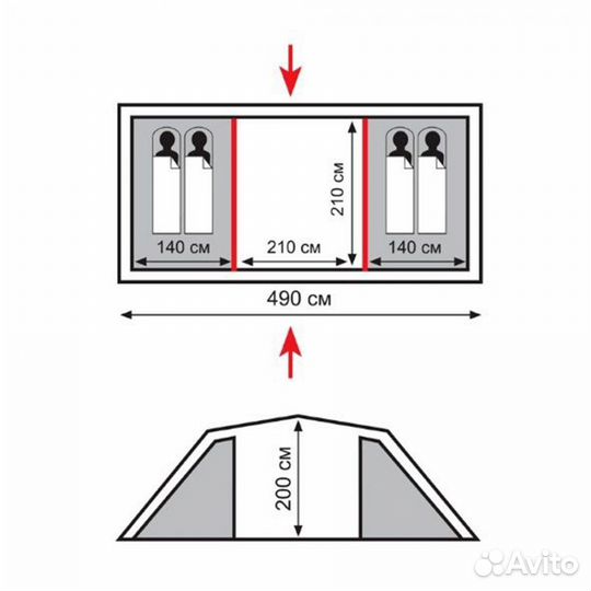 Палатка 4-местная Hurone 4 V2 (зеленый) 