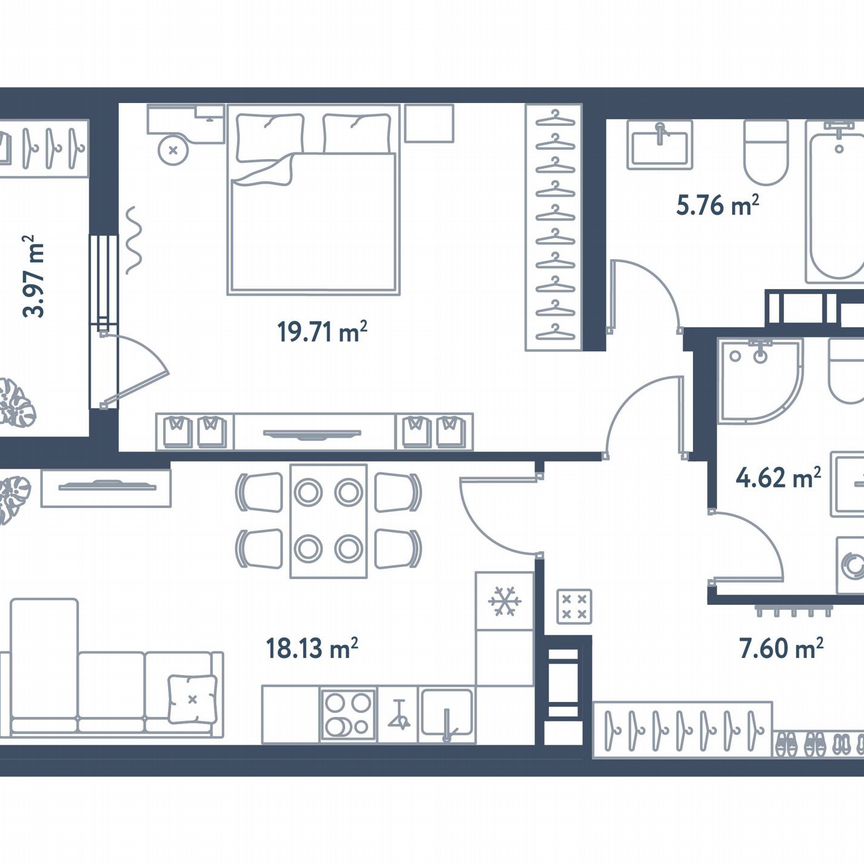 1-к. квартира, 57,8 м², 6/11 эт.