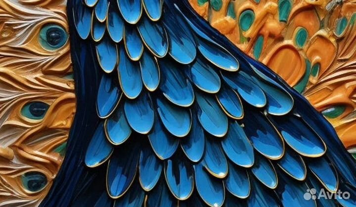 Роскошная картина маслом Золотой павлин