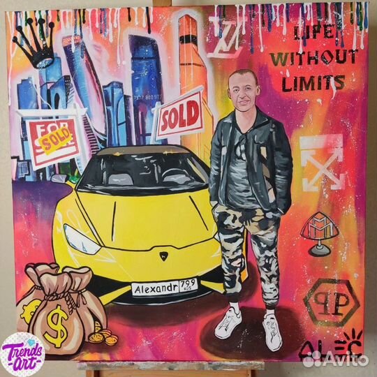 Большие поп стрит арт картины для интерьера купить