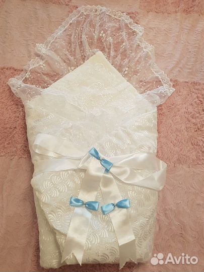 Конверт одеяло с вуалью на выписку