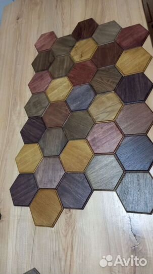 Плитка гексагон деревянная