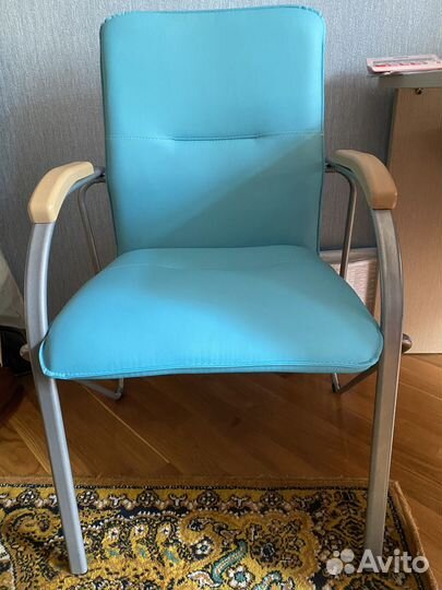 Кресло Самба, кожзам голубой