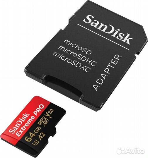 Карта памяти SanDisk MicroSD 64GB Extreme Pro V30