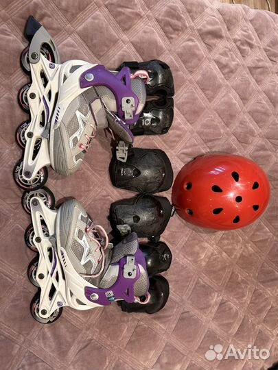 Роликовые коньки Oxelo (р32-35) +защита+шлем