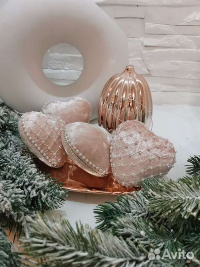 Новогодний набор бархатное сердце ручной работы