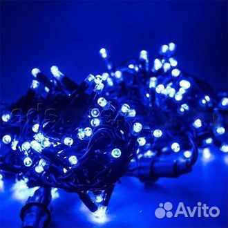 Гирлянда уличная нить 20 метров синяя