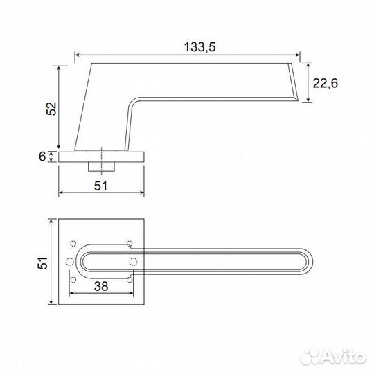 Ручки дверные Code Deco Slim H-30118-A-BLM/B, черн