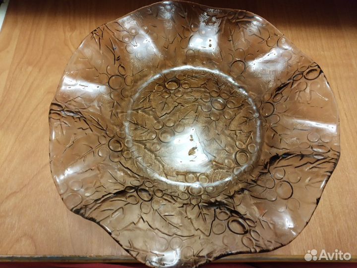 Две вазы фруктовницы 70е СССР цветное стекло