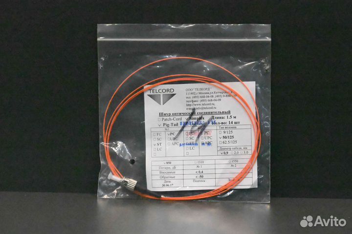 Telcord Pigtail Simplex ST PC 50 125 новый, 17 шт