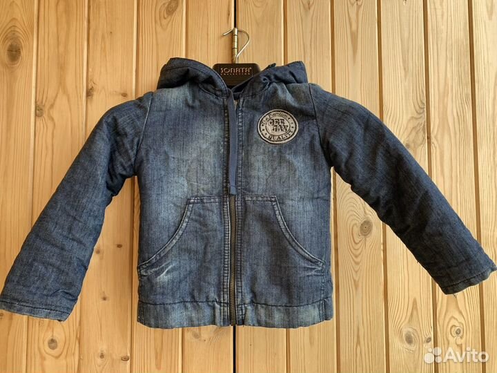 Джинсовая утеплённая куртка детская 98