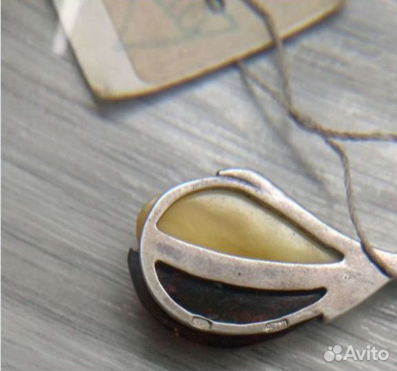 Подвеска янтарь серебро 875пр