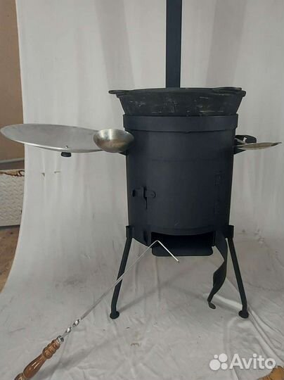 Казан чугунный + печь с зольником
