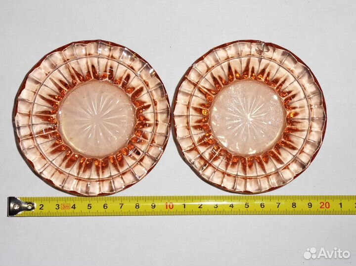 Розетки розовое стекло СССР 60-е г. Винтаж 3 шт