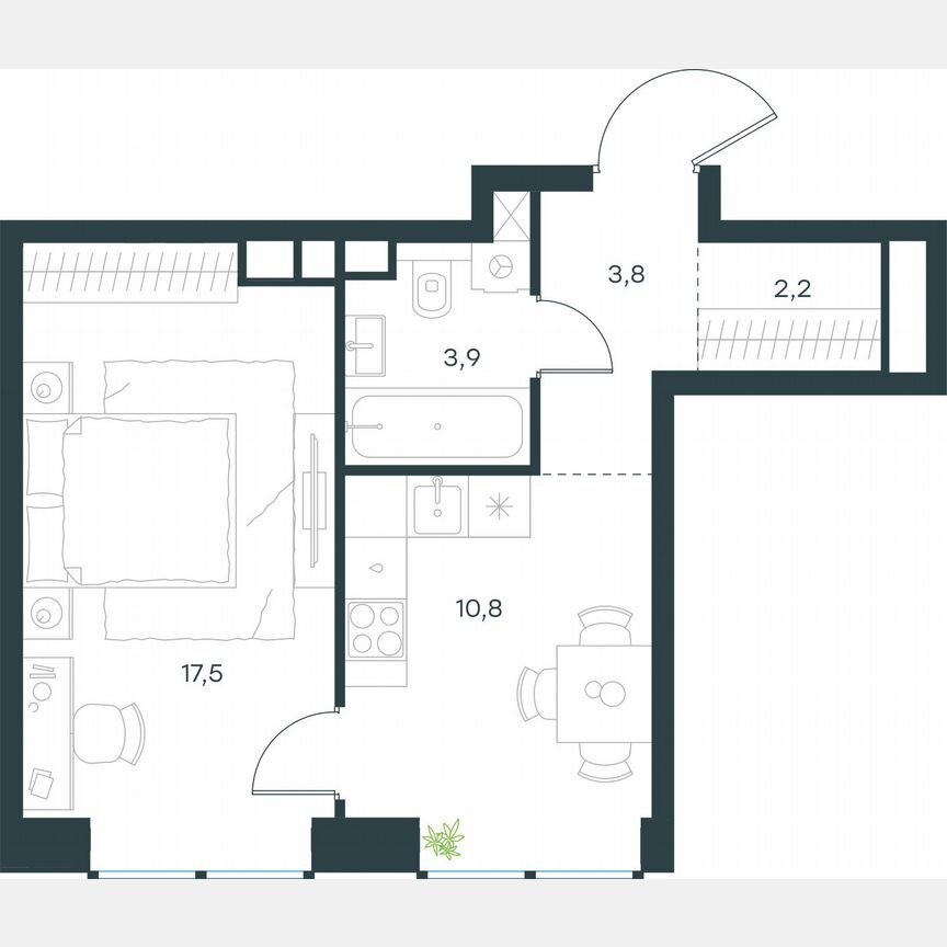 1-к. квартира, 38,2 м², 36/48 эт.