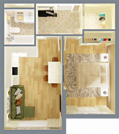 Своб. планировка, 44,4 м², 14/15 эт.