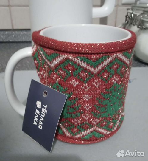 Керамическая кружка в новогоднем подарочном чехле