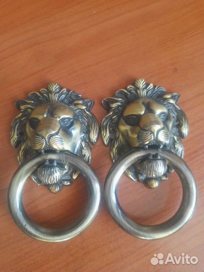 Ручки бронзовые, дверные, Голова льва