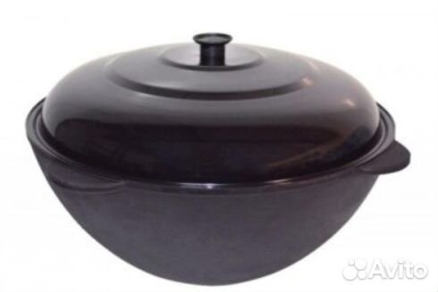 Казан чугунный 10л, крышка метал + Тандыр