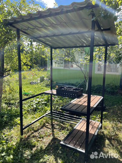 Беседка с мангальной зоной и крышей