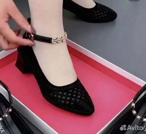 Туфли женские 35 размер черные, дышащая сетка