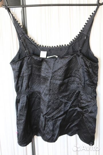 Топ на бретельках летний черный бельевой стиль